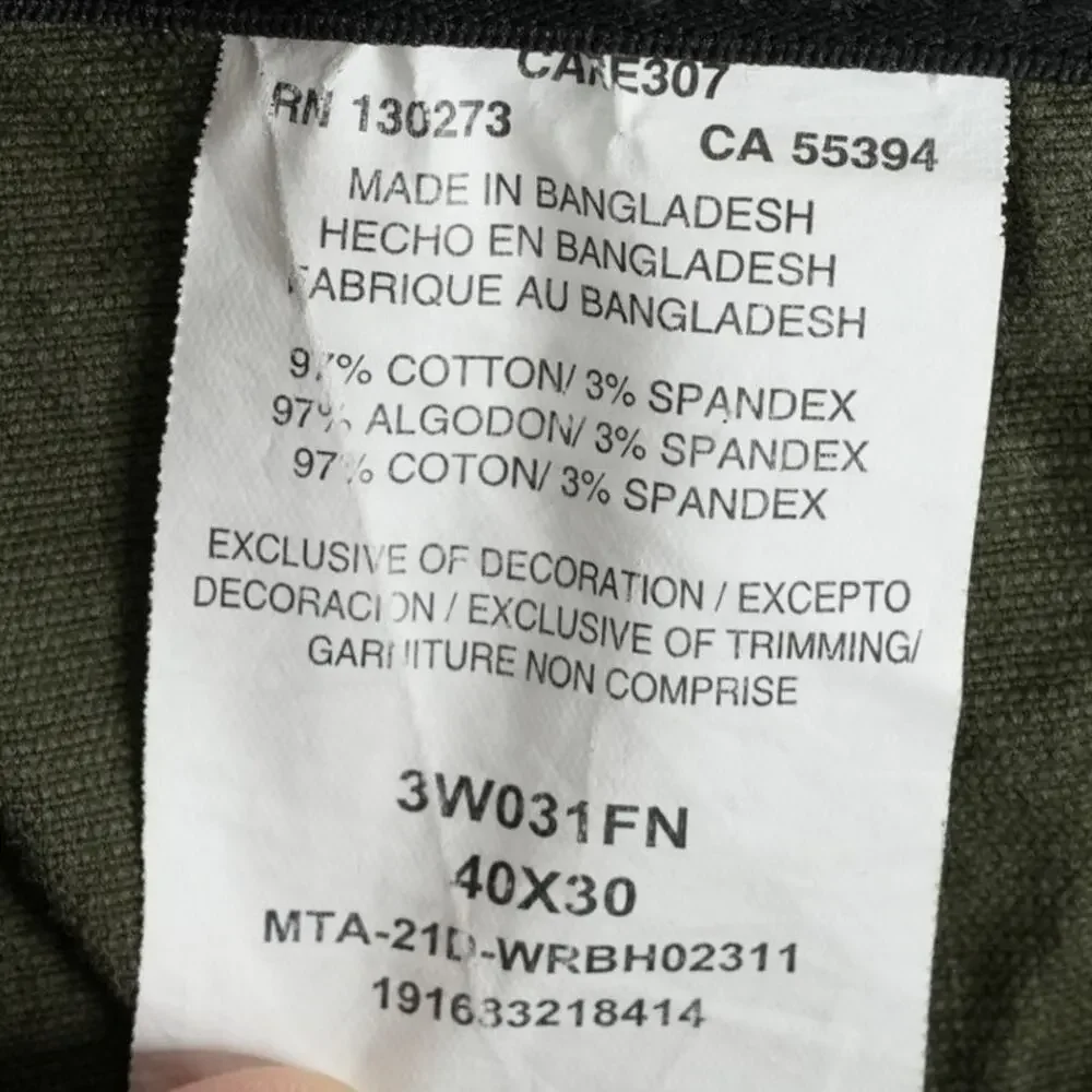 Wrangler‎ Riggs Workwear Utility Pants Mens 40x30 Army OD Green Stretch Straight